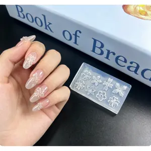 3D Ice Flower Silicone Nail Mold Reusable Floral Nail Art Decor Template