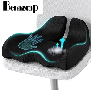 Benazcap Non-Slip Extra Large Ergonomic Memory Foam Seat Cushion for Office Gaming Chair & Car Pressure Sciatica Pain Relief X Large Size Gingham Design, Computer Chair Accessories
