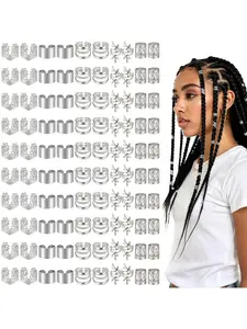 100 Pcs Dirty Braids Hair Accessories, Alloy Material, Shiny Finish, Unisex Hair Extensions Rings, Ideal for Personal Use & Beauty Industry