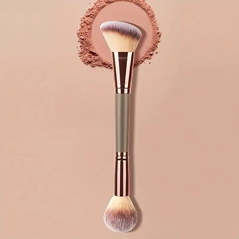 Double-Ended Makeup Brush, Contour & Blush Brush, Super Soft, No Clumping Effect, Ideal for Smooth Application, Perfect for Daily Use, Multitasker Brush, Dual Ended Brushes, Face Makeup Brushes