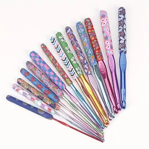 Random Color Soft Ceramic Crochet Hook Set, 9 Counts/12pcs/14pcs Flower Pattern Crochet Hooks, Easy To Hold Crochet Hook for Arthritis, Crochet Supplies