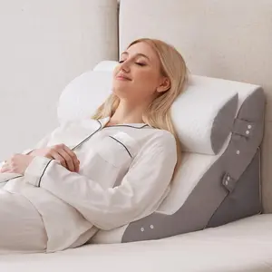 3PCS Wedge Pillow Set for After Surgery, Adjustable Back Pillow for Bed Sitting Up, Acid Reflux, Bed Wedge for Sleeping & Snoring, Orthopedic Pillow for Post Surgery, White