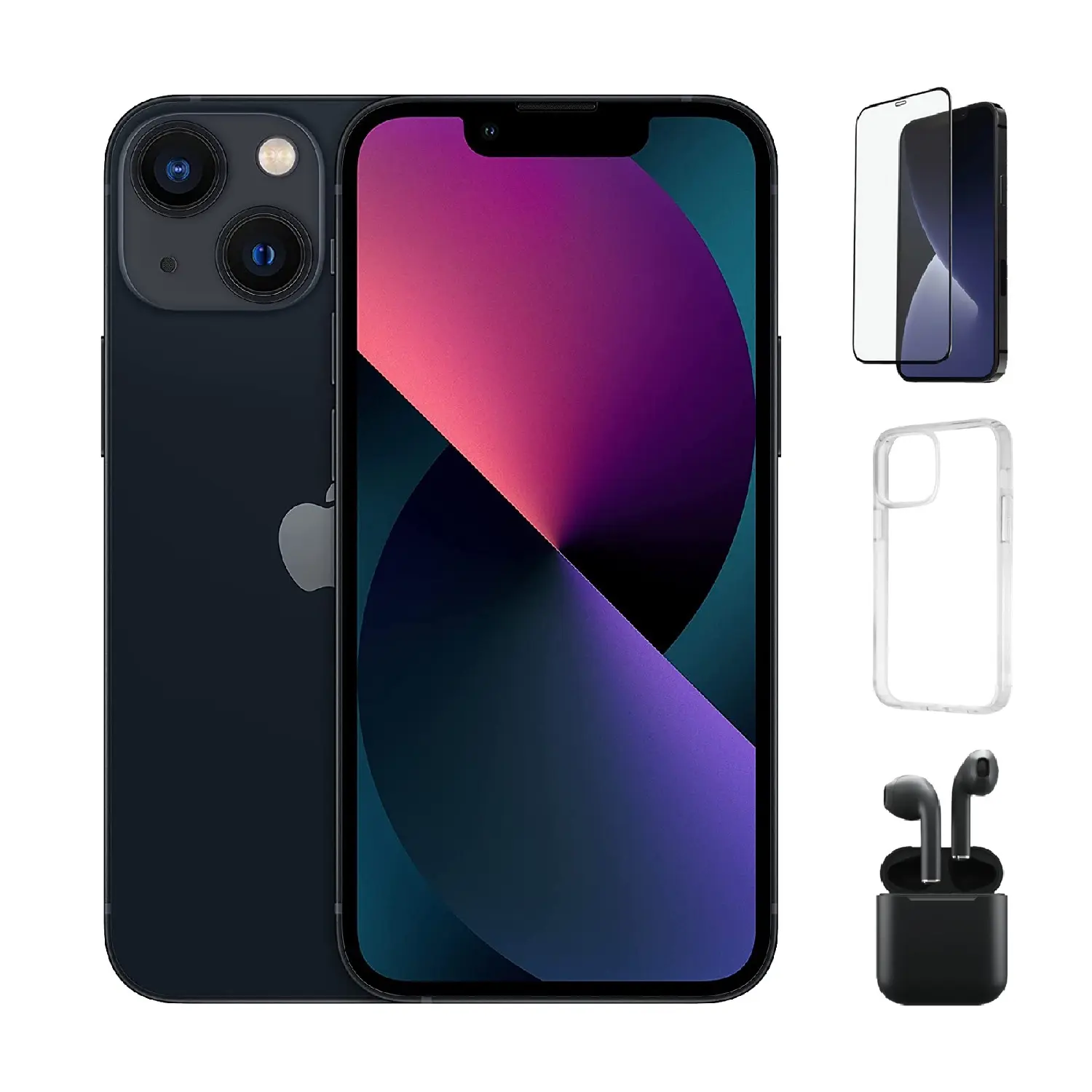 Refurbished iPhone 13 Mini (Fully Unlocked) A2481 Excellent Condition with Pre-Installed Tempered Glass and Bluetooth Earbuds & 1 Year Warranty