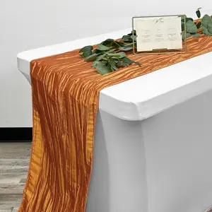 14 x 108 Inch Crinkle Taffeta Table Runner Burnt Orange