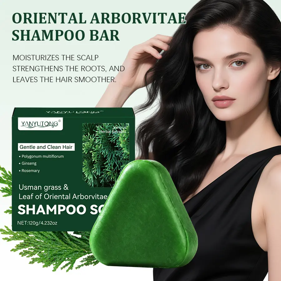 Usma & Platycladus Leaf Shampoo Bar contains Usma herb, Platycladus leaf, ginger, and mint. It helps reduce hair breakage and fragility, improves hair quality, is suitable for oily scalp, regulates oil production, and helps minimize scalp issues. tiktoksh