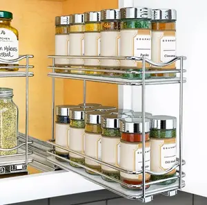 Lynk Professional Slide Out Double Spice Rack Upper Cabinet Organizer - 4" Wide