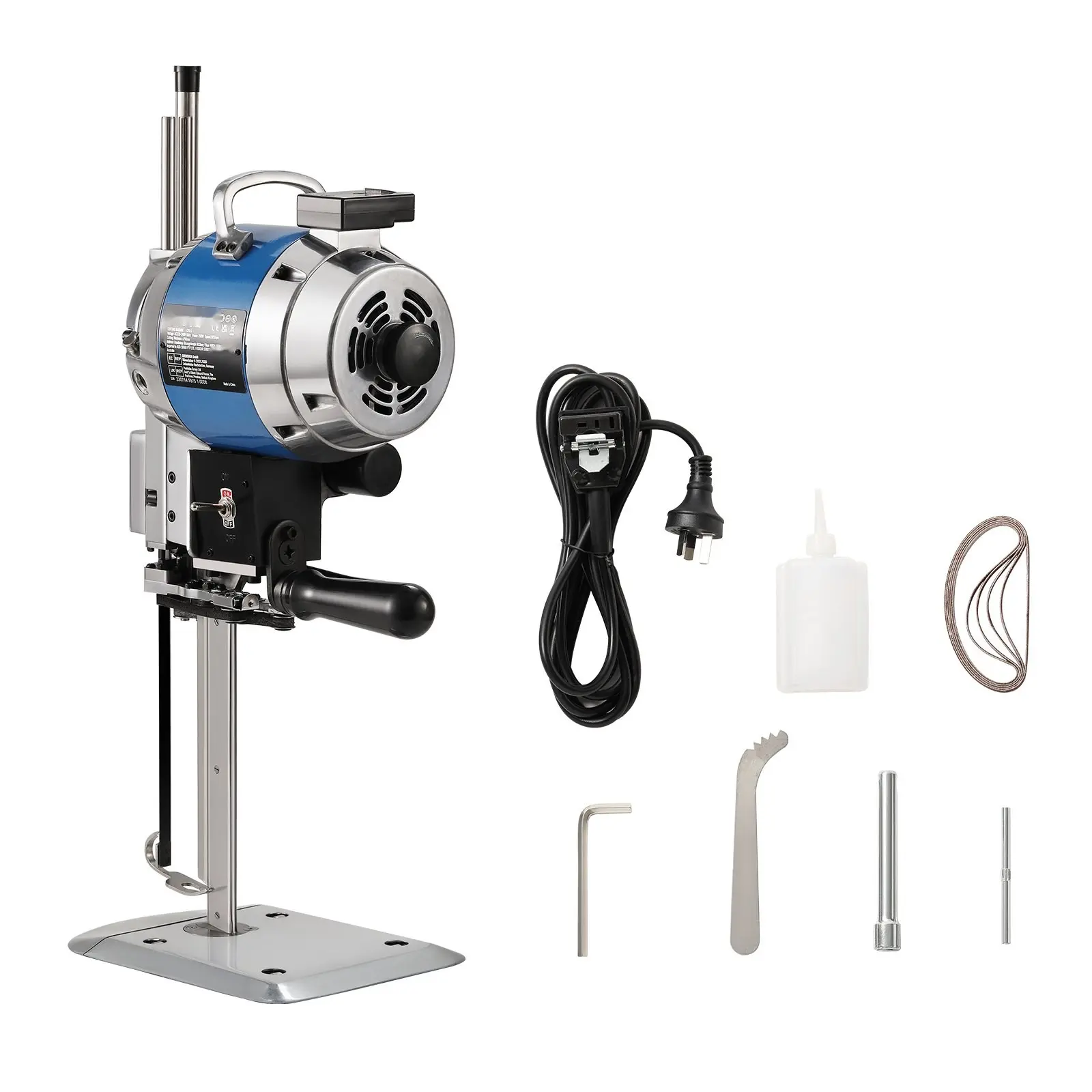 Fabric Cutter Machine With 750W High Power Motor, Straight Knife Design, 9.8-Inch Alloy Steel Blade, Industrial Fabric Cutting Equipment, Automatic Knife Sharpening, Suitable For Multilayer Fabric And Leather Cloth