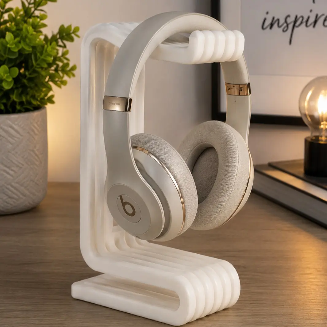 3D Printed Headphone Stand – Modern Desktop Headset Holder, Gaming & Home Office Organizer