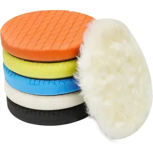 5" Buffing Polishing Pads 6Pcs 140mm Face for 5 Inch Backing Plate Compound Buffing Sponge and Woolen Pads Cutting Polishing Kit for Car Buffer Polisher Polishing Waxing