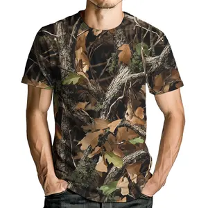 Unisex Realistic Forest Camouflage T-Shirt with Tree Trunks, Branches & Autumn Leaves | Ideal for Outdoor Adventures, Hunting, Casual Daily Wear, Nature Enthusiasts