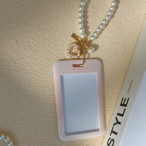 1pc solid color card holder with simple sliding cover card holder suitable for student school card meal card, chest card, work ID card, access card, bus card, Id Badge Holder, ideal Christmas gift