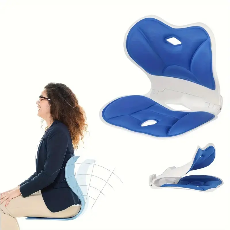 Ergonomic Lumbar Support Chair - Foldable Back Cushion For Improved Posture, Ideal For Office & Home, Red/Black