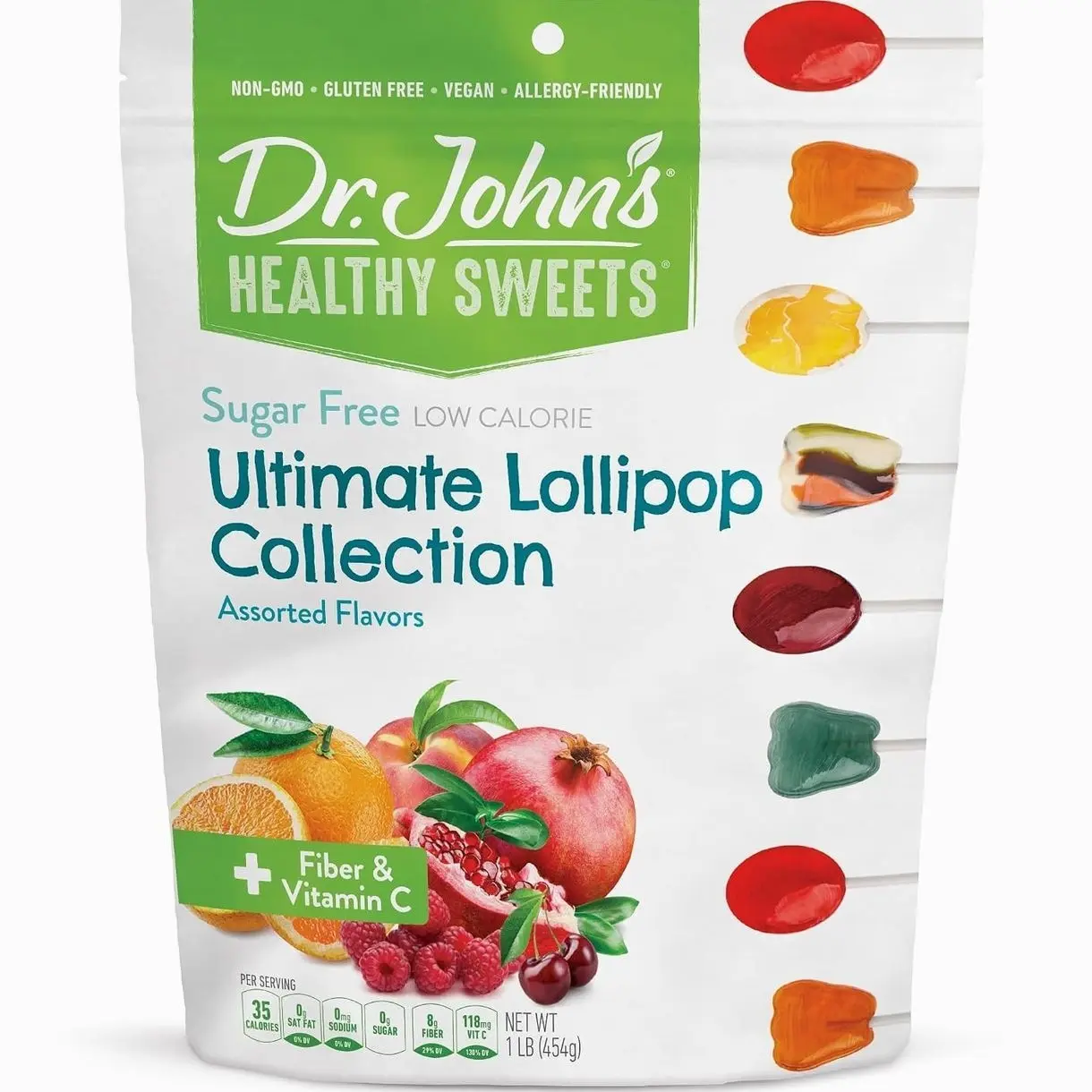 Dr. John’s Sugar Free Candy, Healthy Lollipops with Zero Sugar, Low Calorie Snacks, Keto Friendly Hard Candy Sweets, Ultimate Collection, 60 Count, 1 LB