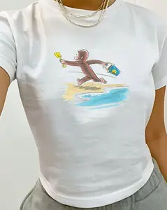 Cute Beach Baby Tee – Tropical Summer Shirt, Coastal Girl Vintage Graphic Top, Pinterest Aesthetic Y2K Style