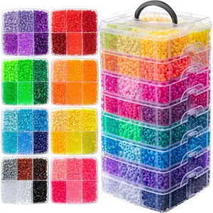 10000PCS Pony Beads Bulk, 48 Colors 6x9mm Plastic Kandi Beads for DIY Bracelet Making Hair Braiding Kandi Jewelry Key Chains Crafts Gifts (5.73LB, Shockproof Packaging)