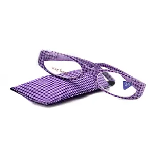 The Scottish, (Premium) Reading Glasses, High End Readers (Purple) Hound Tooth +1.25.. +3 Magnifying Eyeglasses. Houndstooth NY Fifth Avenue Lightweight Unisex