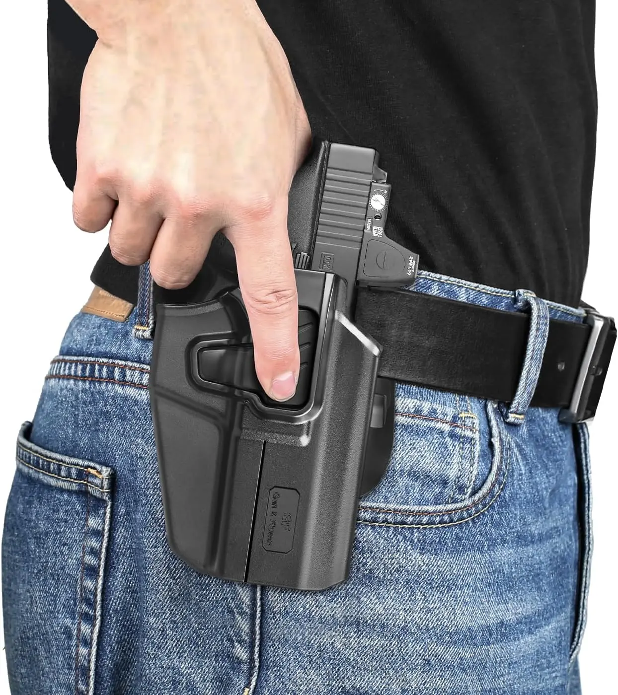 Tactical Equipment Universal OWB Holster for 300+ Firearm Models (Canik, FN, Walther, Browning, S&W, Sarsilmaz, Sig, Girsan, Stoeger, Bersa, 1911), Index Finger Release, 360° Adjustable Paddle-Belt Loop, Right-Left Hand Compatible