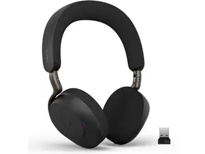 Jabra Evolve3 75 On-Ear Wireless Bluetooth Headset with Microphone for Work, USB-A, AI Voice Call Technology, Advanced Active Noise Cancelation, 22-Hour Battery, Microsoft Teams Certified, Black