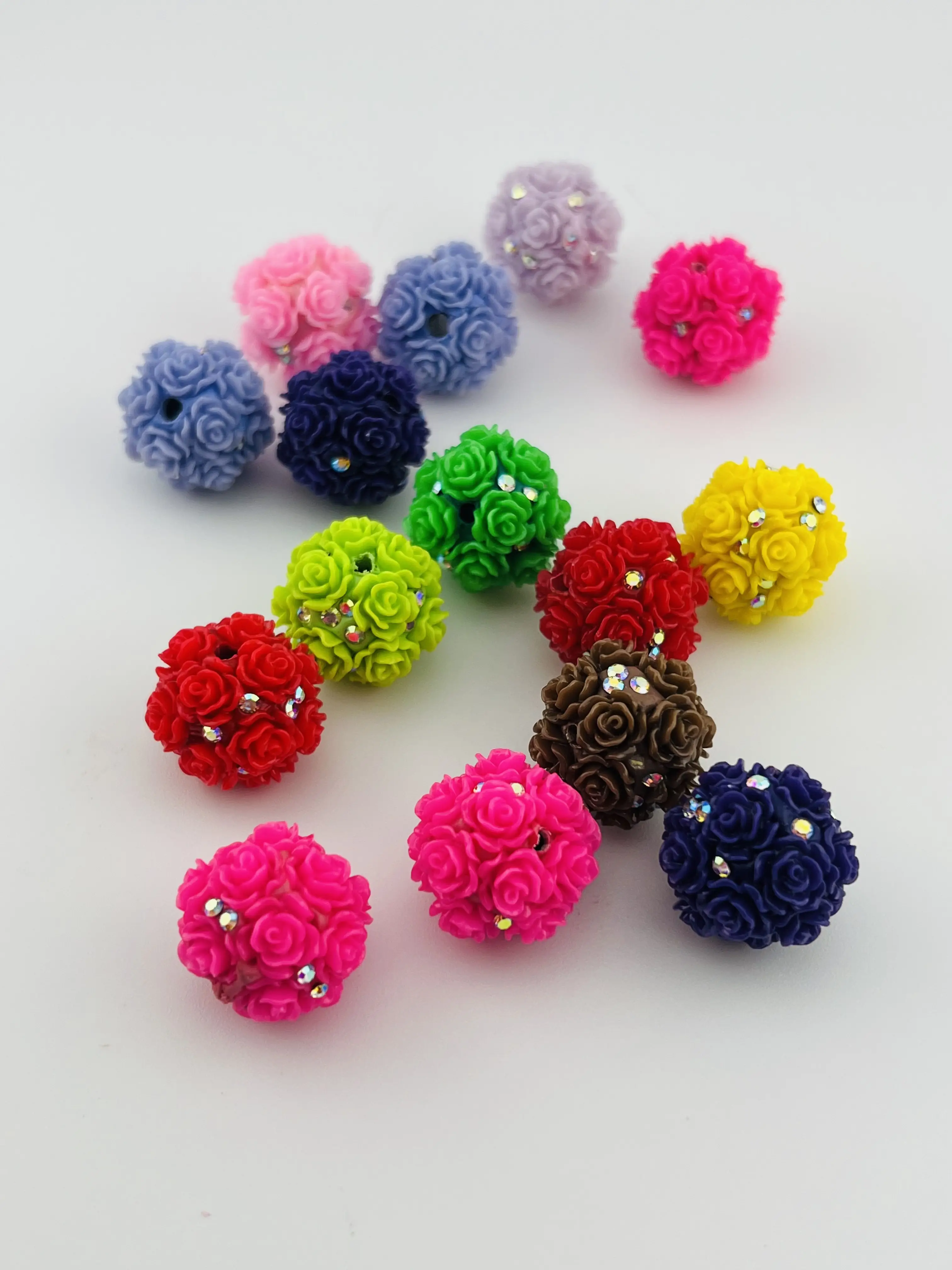 F11-Stunning Flower Beads Set - Handcrafted 20mm Beads for Pens & Key Chains - Unique Design with Glamorous Sparkle