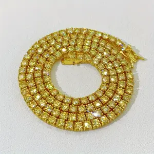 4mm Yellow zircon tennis chain Bling HipHop Jewelry Iced Fashion Jewelry Necklaces Men's women's accessories