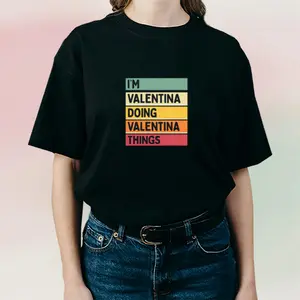 Valentina Shirt - Top for Womenswear, Black T-Shirt with Colorful Text Design, Casual Style