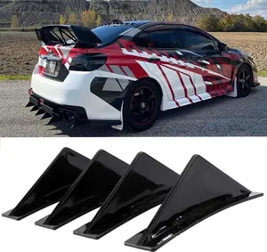 4pcs Universal Curved Shape Rear Bumper Diffuser Shark Fin Spoiler Trim Covers Decoration Set Lip Wing Splitter