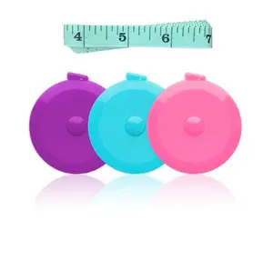 3 Pack Tape Measure Measuring Tape for Body Craft Weight Loss Measurements Retractable 60-inch 1.5 Meter, Small Push Button Dual Sided Tape Measure Body Measuring (Pink Purple Sky Blue)