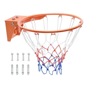 18-Inch Indoor Outdoor Basketball Rim Replacement Kit: Heavy Duty Q235 Steel Flex Rim With Net, Wall Or Door Mounted Hoop, Standard Hanging Basketball Hoop For Kids And Adults, Durable Outdoor Indoor Rim Construction