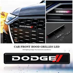 Car LED Front Grille Emblem Light, Compatible with Dodge Challenger Charger RAM Durango, Automotive Accessories, Vehicle Exterior Decoration, Stylish Car Decoration, Car Decal