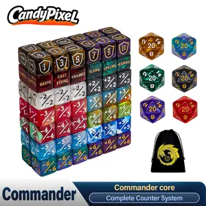 MTG Counter Dice Set, 90 Pieces Marble Color D6 Cube Dice with Dragon Bag, Life Counter and Shield Counter Dice for Card Games, TCG, MTG Gaming