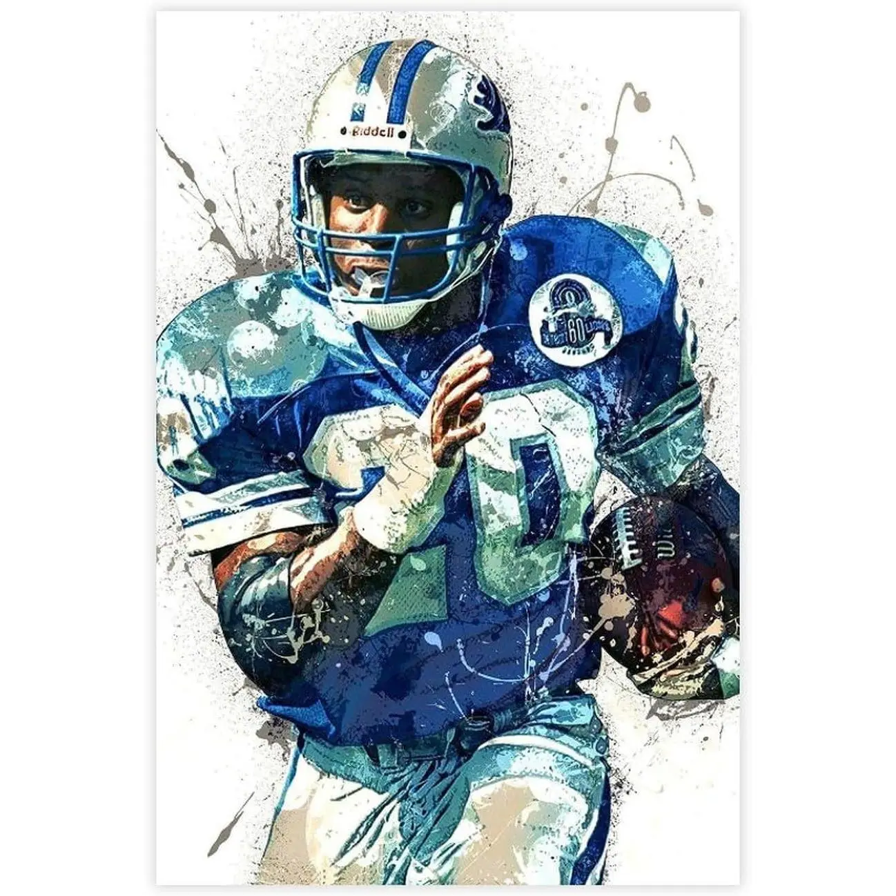 Barry Sanders Rugby Star Canvas Wall Art Poster - High-Quality Artistic Print, Decoration for Bedroom & Office, Landscape Photo Gift Ornament