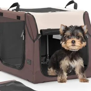Petsfit Dog Crate Adjustable Fabric Cover by Spiral Iron Pipe, Chew Proof 3 Door Design, Soft Collapsible Dog Kennel