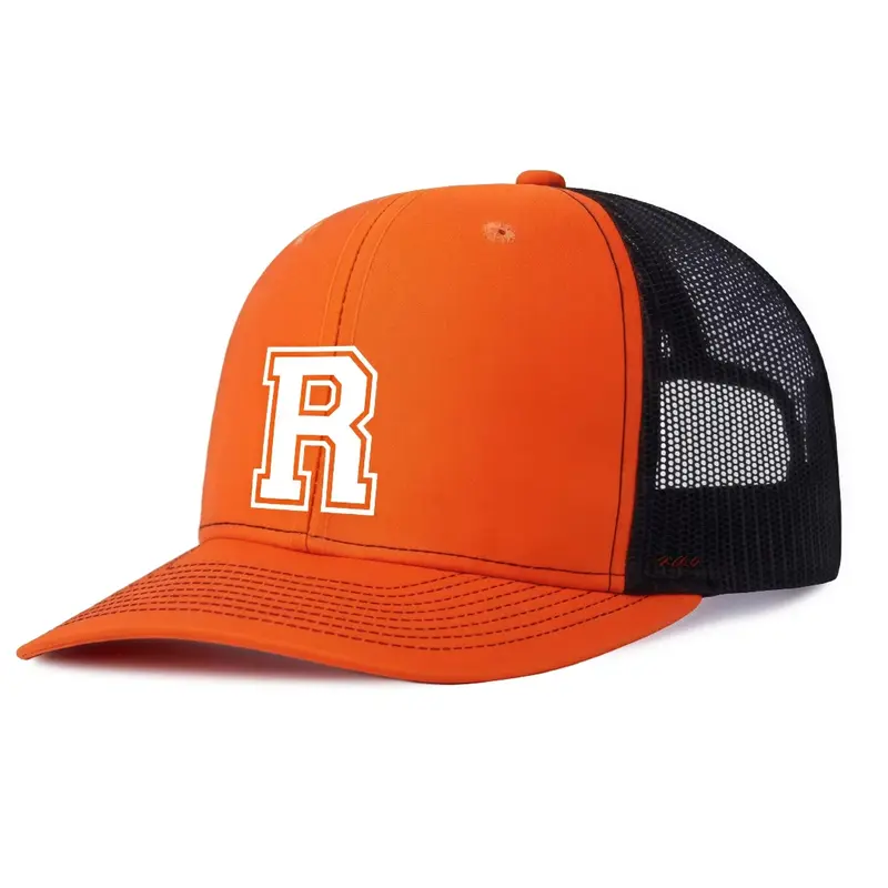 All-Gender Adjustable Quick Snap Adjust Snapback Baseball Cap - Gold RAH Letter Print, Athletic Style, Moisture-Wicking Sweatband, Breathable Polyester, One Size for Outdoor Sports, Unisex