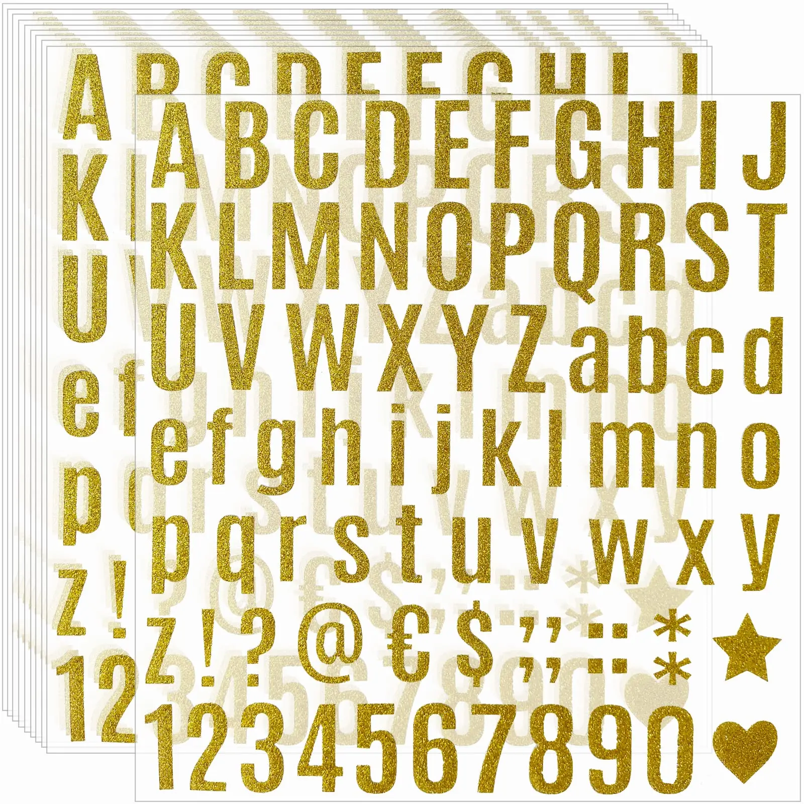 790 Pieces 10 Sheets Glitter Letter Stickers Alphabet Number Self Adhesive Letters Numbers Kit For Gift Decals Home Craft Mailbox Signs(1 Inch)