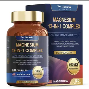 12-in-1Magnesium Complex700mg-Supplement with GlycinateCitrate MalateOxide Taurate Aspartate Orotate, VeganCapsulesfor Muscle,Heart,and Relaxation Support   Healthcare, Dietary, Vitamin, Edible, Fitness, Bathroom