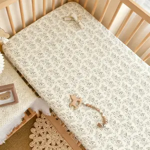 Baby Crib Sheet, Fitted Crib Sheets, Pure Cotton Gauze Bedding, Super Soft Breathable, Washes Colorfast, No Shedding, Perfect Gift for Christmas Halloween Thanksgiving