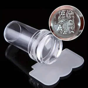 Nail Art Stamping Tool Kit, Small Clear Silicone Stamper With Scraper, For Nail Stamping Plates Design Transfer, Manicure Decoration Accessory