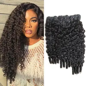 [BRAND-ONLY] Ashine Burmese Curly Bundles Human Hair 10A Brazilian Virgin Human Hair 16-28 Inches Bundles Double Weft Bundles Natural Black Color Wet and Wavy Glueless