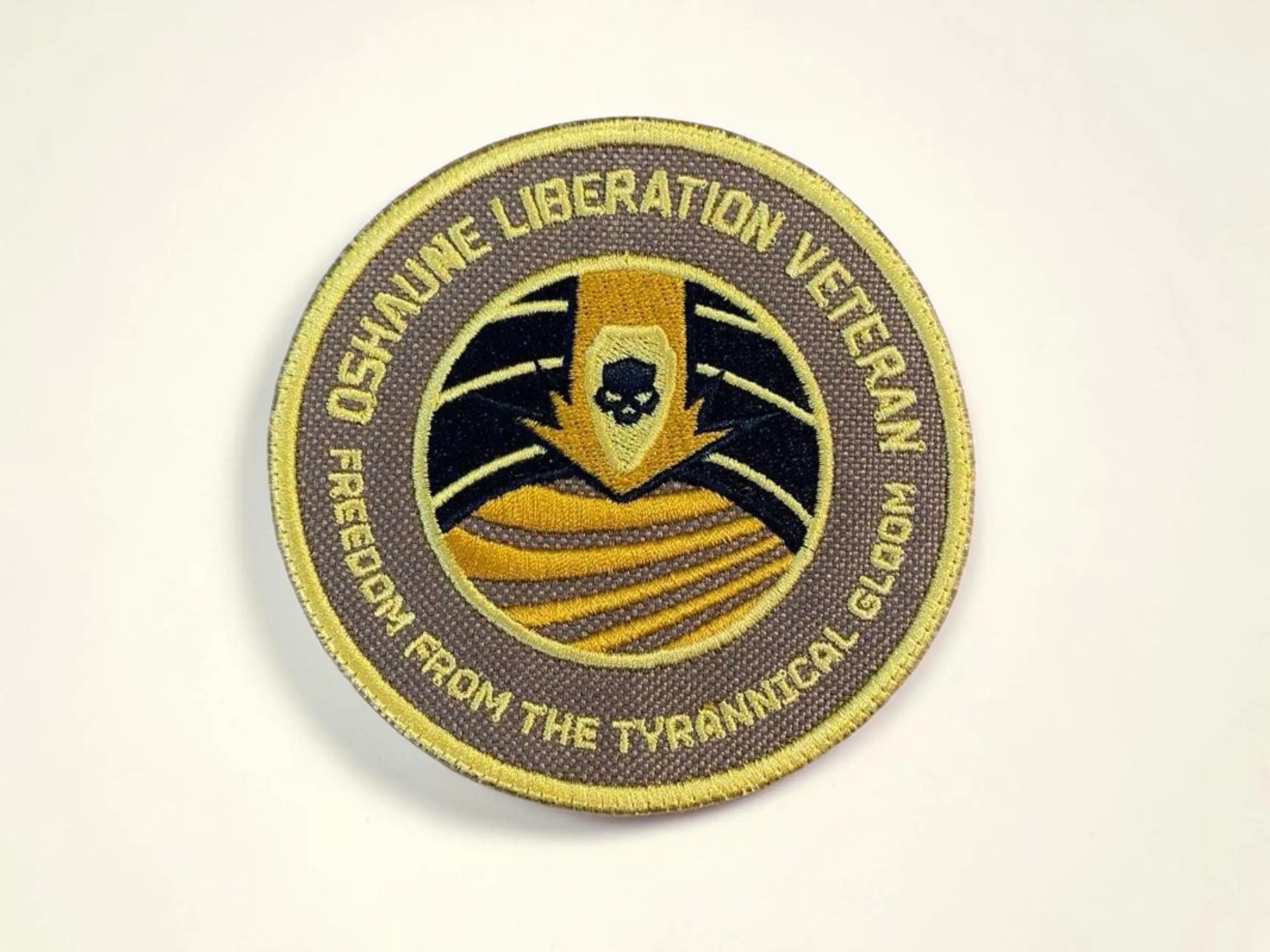 Oshaune Freedom Theme Embroidered Patch Applique - 3.75" Size, Lemon-Black Polyneon Thread, Machine-Sewed Iron-On, Durable for Everyday Wear, Sewing Accessory for Jackets, Cosplay Gear, Vests, Patches Trim & Embellishments