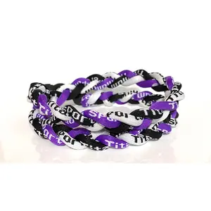 Baseball 3 Rope Braid Tornado Energy Necklace Purple Black White