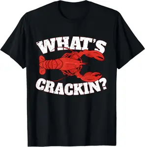 Lobster I What's Crackin? I Funny Lobster Lover Summer Shortsleeve Cotton T-Shirt