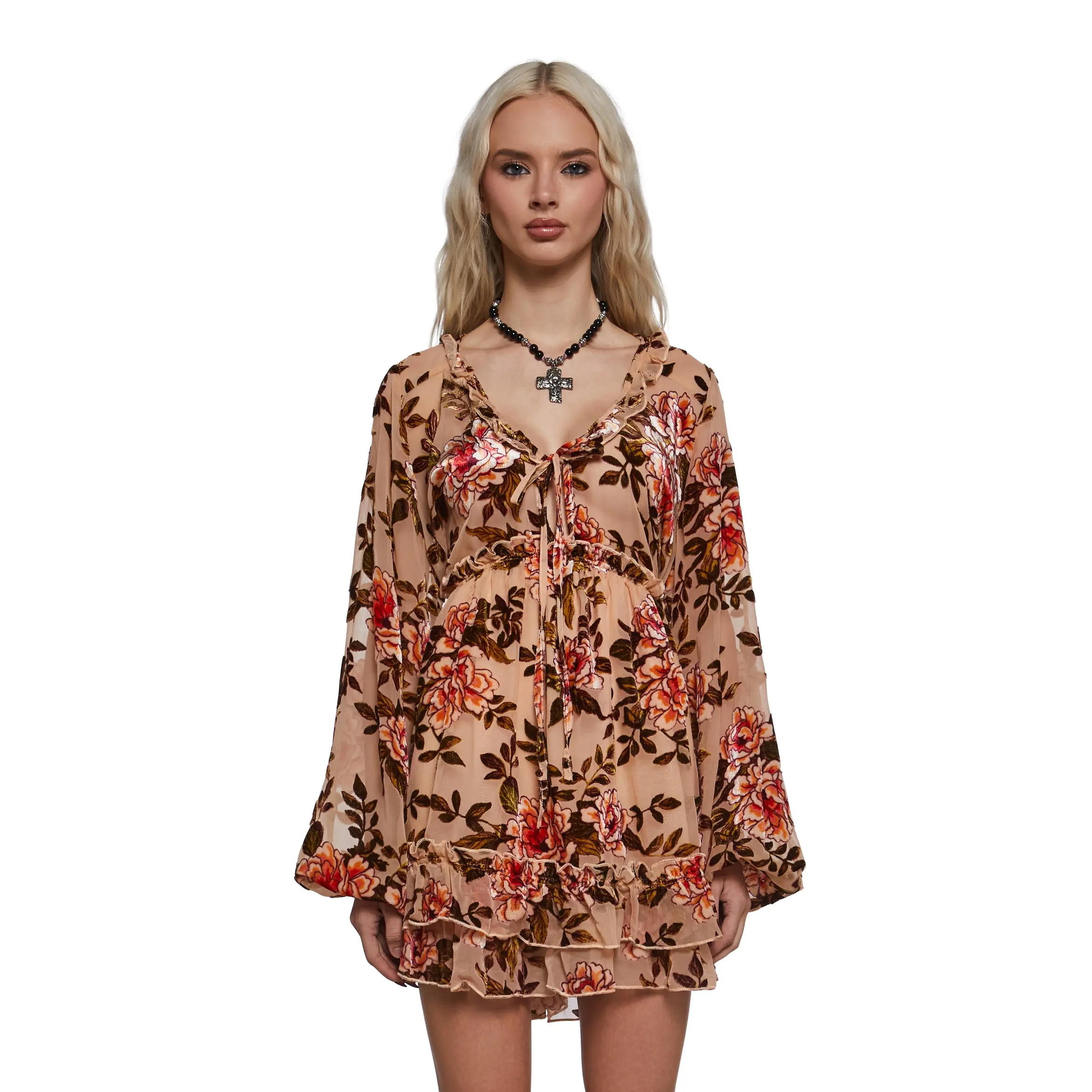 Clementine Printed Velvet Dress