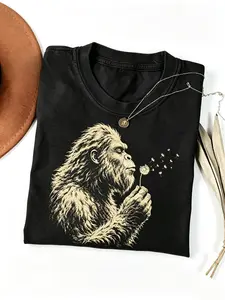 Bigfoot Dandelion Shirt, Vintage Sasquatch Nature Tee, Woodland Cryptid Graphic T-Shirt, Outdoor Adventure Shirt, Bigfoot Lover Gift