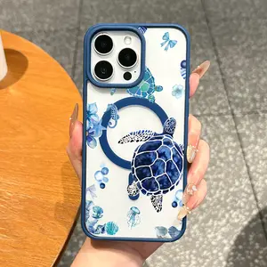 MagSafe-Ready Premium TPU Magnetic Phone Case for iPhone 11/12/13/14/15/16/17 Pro Max - Aesthetic Ocean & Sea Turtle Design, Shockproof, Waterproof, Ultra-Thin Cellphone Smartphone Handheld Device Accessory for Everyday Use