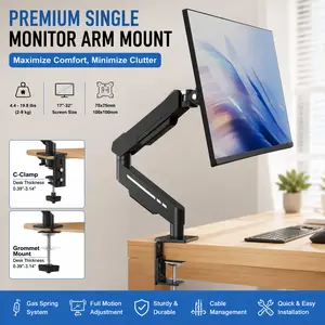 Ergonomic Monitor Stand - Full Motion Monitor Holder for 17-32" Computer Screens, Fully Adjustable Gaming Desk Mount, VESA 75x75/100x100 Compatible, C-Clamp & Grommet Base, 4.4-19.8 lbs per Arm, Ergonomic Monitor Stand