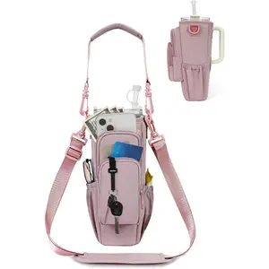Sportsnew Water Bottle Carrier Bag for Stanley 40oz Tumbler – Insulated Crossbody Holder with Phone Pocket, Straw Cover & Adjustable Strap for Hiking, Travel & Outdoor