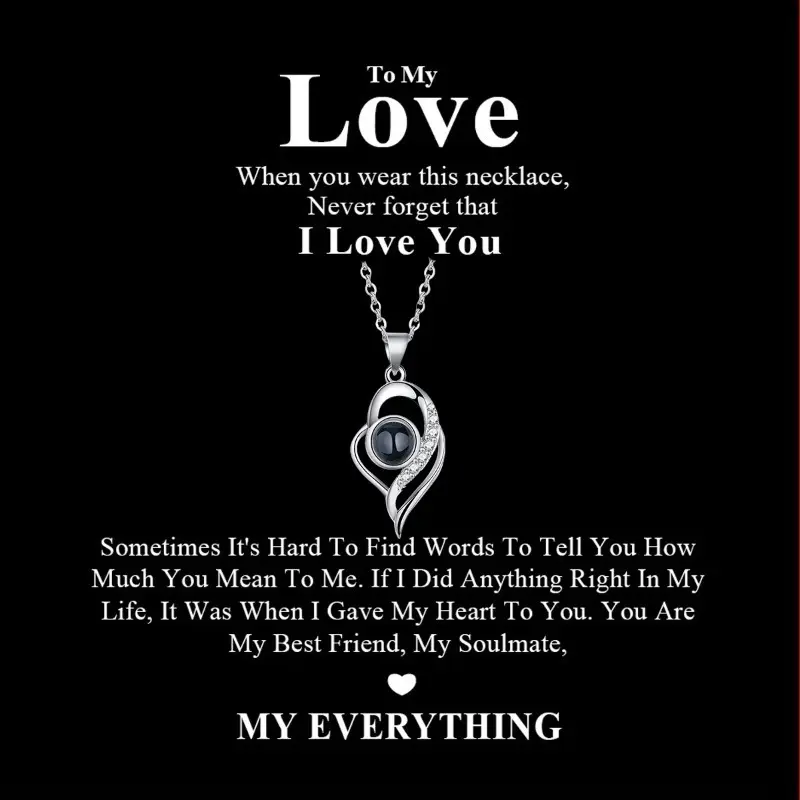 1pc Say I Love You in One Hundred Languages-Projection Necklace-Romantic , Luxury Gifts-Valentine's Day Gi- Gift card-Light projection-love