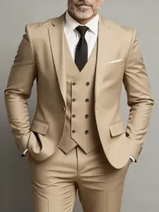 Men's 3pcs Suit Set, Blazer + Vest + Trousers, Groomsmen Formal Business, Stylish and Elegant, High-Quality Men's Wear, Perfect for Weddings, Business, and Parties
