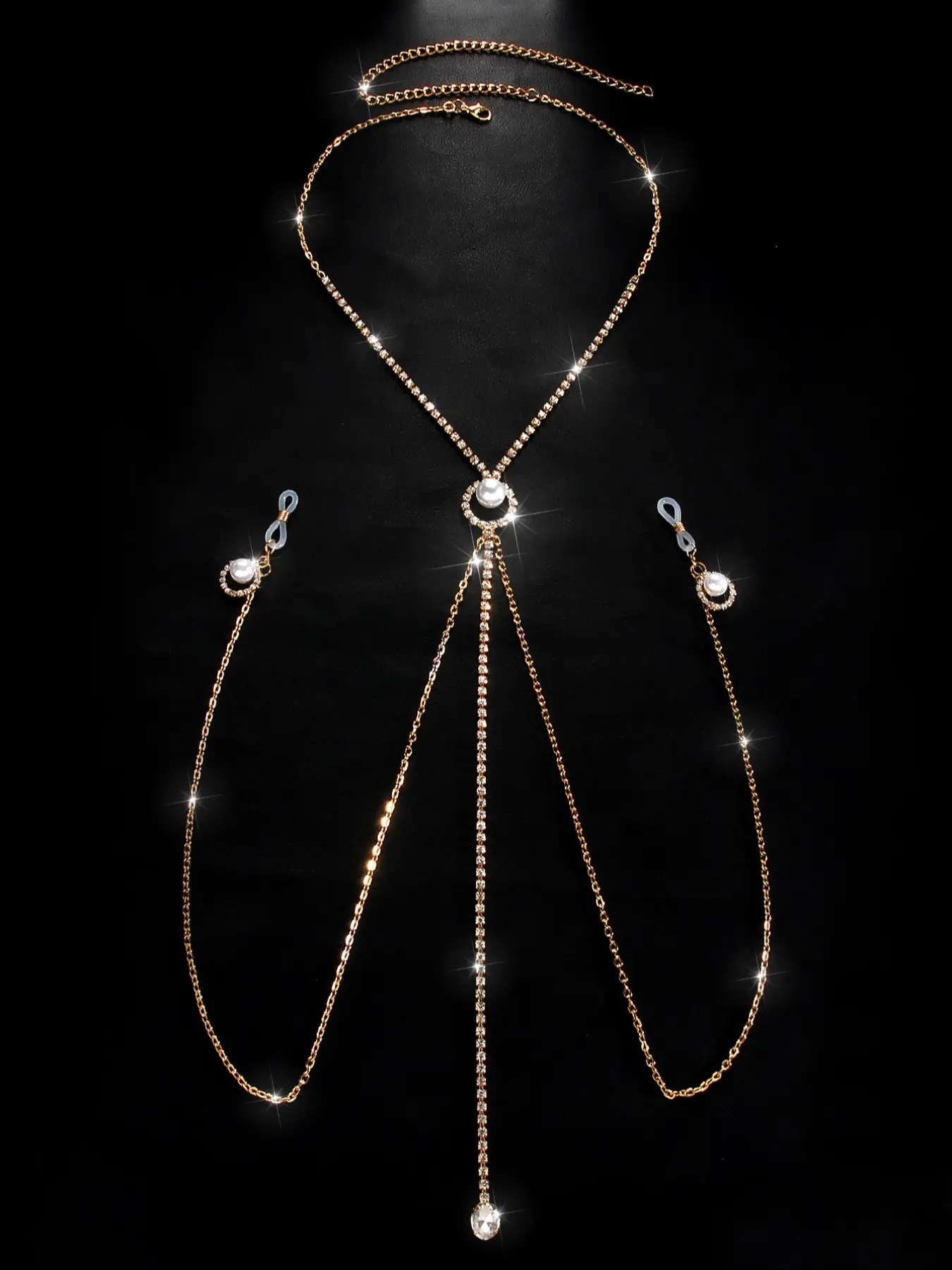 New Style Imitation Pearl Pendant Nipple Clasp Body Chain Body Jewellery Bling Chain, Bar Nightclub Costume Accessory, Sexy Women's Jewelry for Parties