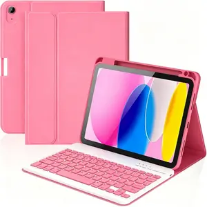for iPad Air 11 Inch Case M4 2026/ M3 (2025)/ M2 (2024)Case with Keyboard, Detachable Wireless Case for iPad Air 5th/4th Generation (2022/2020) 10.9 Inch, with Pencil Holder (Watermelon Red), Pink, Tablet Cover, iPad Accessories
